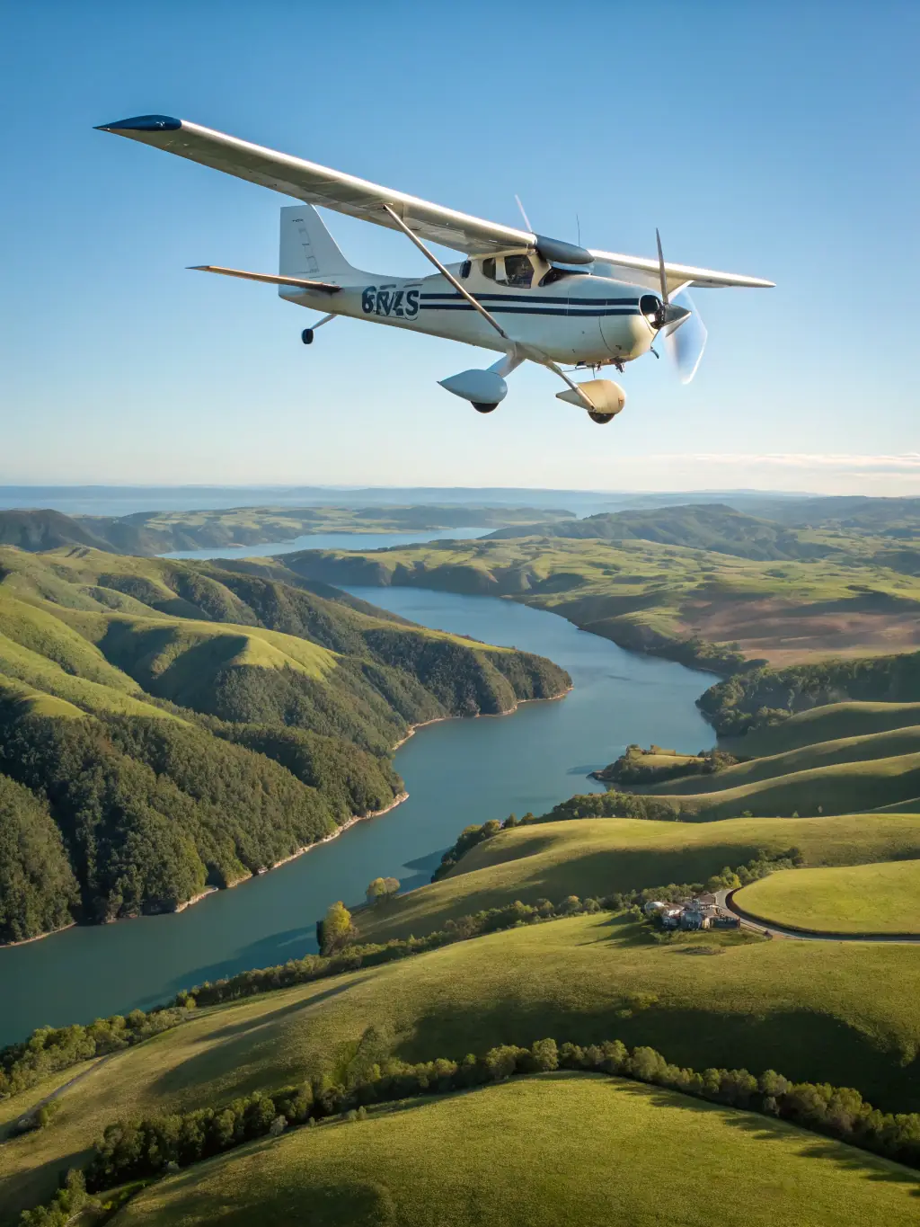A captivating image of a small aircraft soaring through the sky during a discovery flight, highlighting the thrill and excitement of experiencing aviation firsthand.